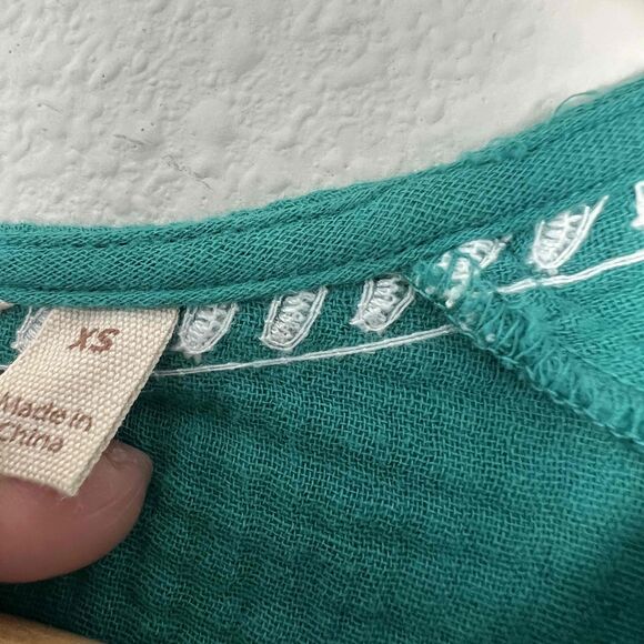Soft Surroundings Size XS Dress Teal Peasant Long Sleeves Embroidery - Picture 13 of 13
